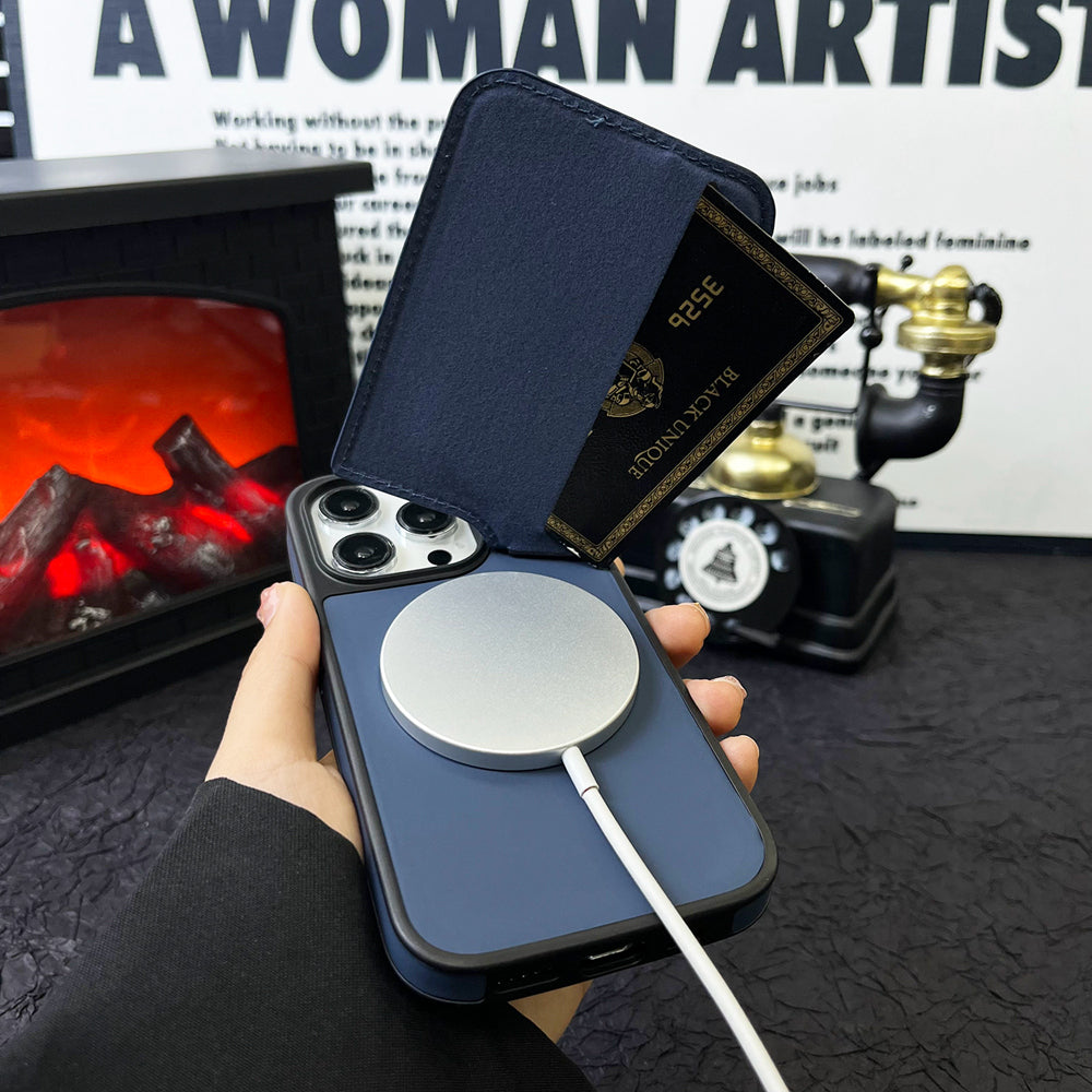 Premium MagSafe Leather iPhone Case – Magnetic Wireless Charging, Card Holder Wallet, Shockproof Protection, Sleek Design for iPhone Models