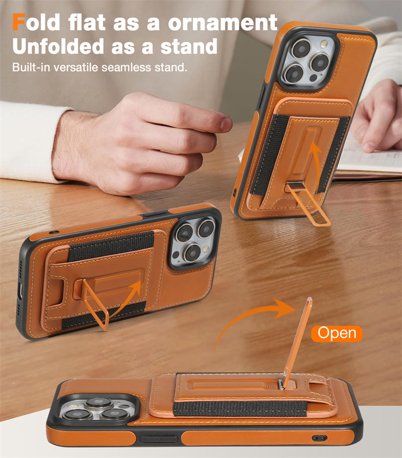 Luxury Detachable Wallet Leather iPhone Case – Magnetic Card Slot, Shockproof Protection, Hollow Logo Back Cover, Premium Design for iPhone Models