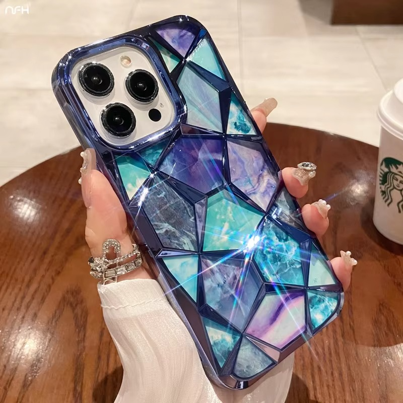 Luxury Apple iPhone Case, MagSafe Compatible, Camera Lens and Screen Protection, Ultra Thin, Shockproof, Magnetic, Full All Around Protection, Diamond Grid Soft Cover