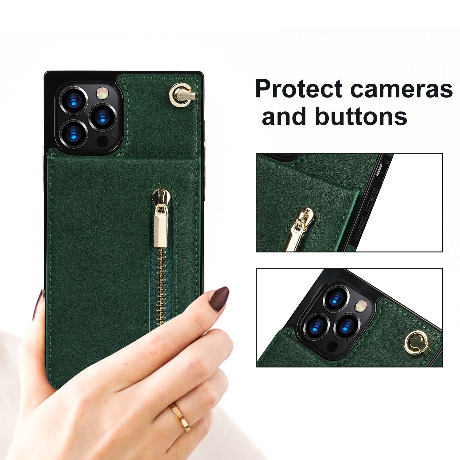 Luxury Zipper Wallet Crossbody Leather iPhone Case Card Holder, Lanyard Strap Magnetic Closure, Stylish Flip Cover for iPhone