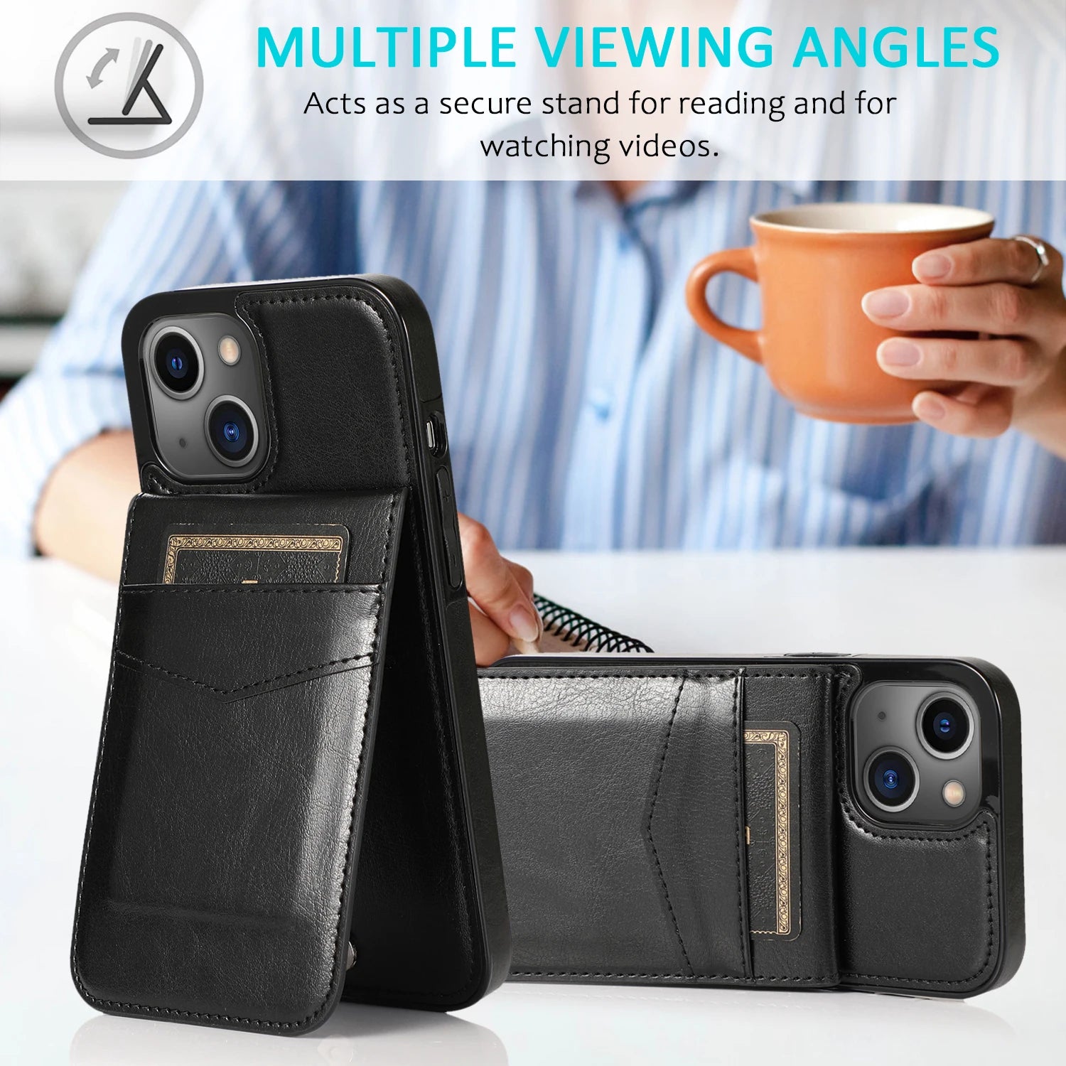 Luxury Flip Leather Wallet iPhone Case – Credit Card Holder, Kickstand, Premium & Durable Protection | Case for iPhone