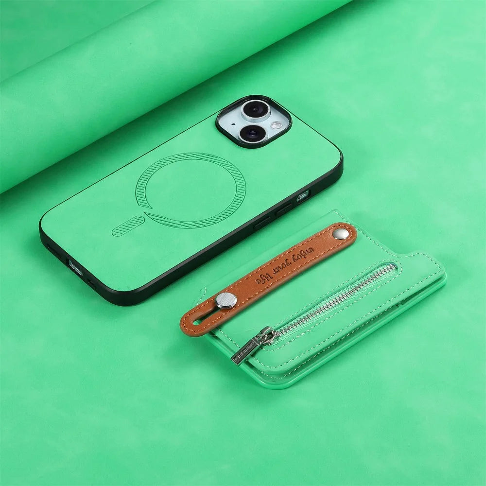 Luxury Detachable Zipper Wallet iPhone Case – Magnetic Flip Cover with Card Slots, and Protection for Ultimate Convenience