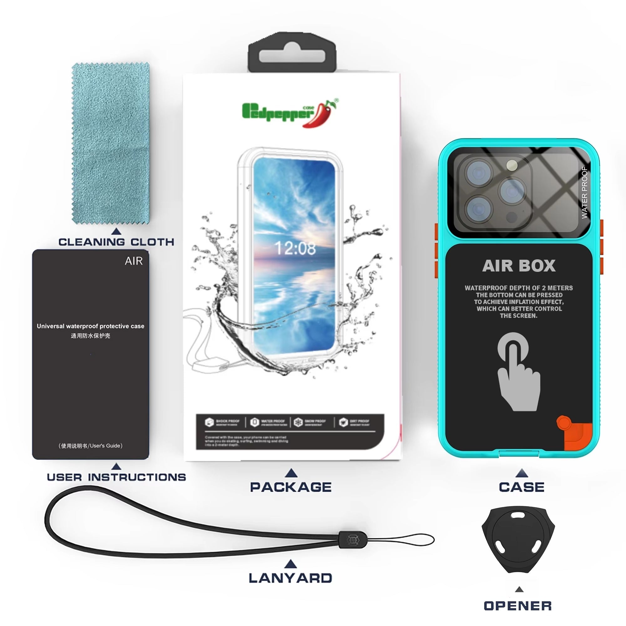 Premium Apple iPhone Case MagSafe Compatible, Camera Lens & Screen Protection, Cover with IP68 5m Waterproof Diving Shell