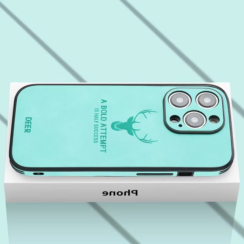 Premium Fashion Cloth iPhone Case – Built-in Magnetic Iron, Deer & Cat Design Durable Protective Shell | Case for iPhone