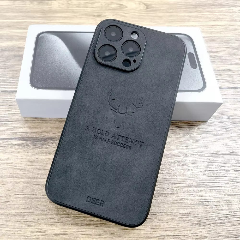 Premium Fashion Cloth iPhone Case – Built-in Magnetic Iron, Deer & Cat Design Durable Protective Shell | Case for iPhone