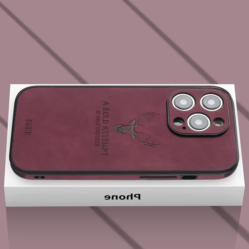 Premium Fashion Cloth iPhone Case – Built-in Magnetic Iron, Deer & Cat Design Durable Protective Shell | Case for iPhone