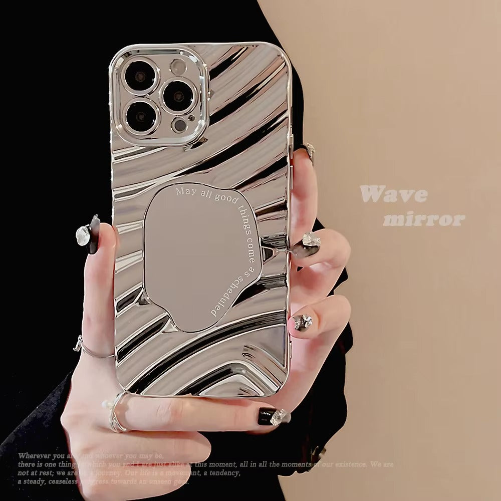 Luxury Apple iPhone Case, MagSafe Compatible, Camera Lens and Screen Protection, Ultra Thin, Shockproof, Magnetic, Full All Around Protection, Wavy Mirror Bumper Cover