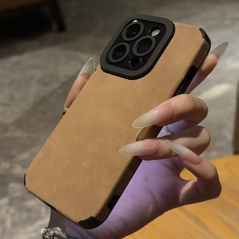 Premium Matte Leather Silicone iPhone Case – Lens Protection, Bumper Design, Stylish & Durable Cover | Case for iPhone