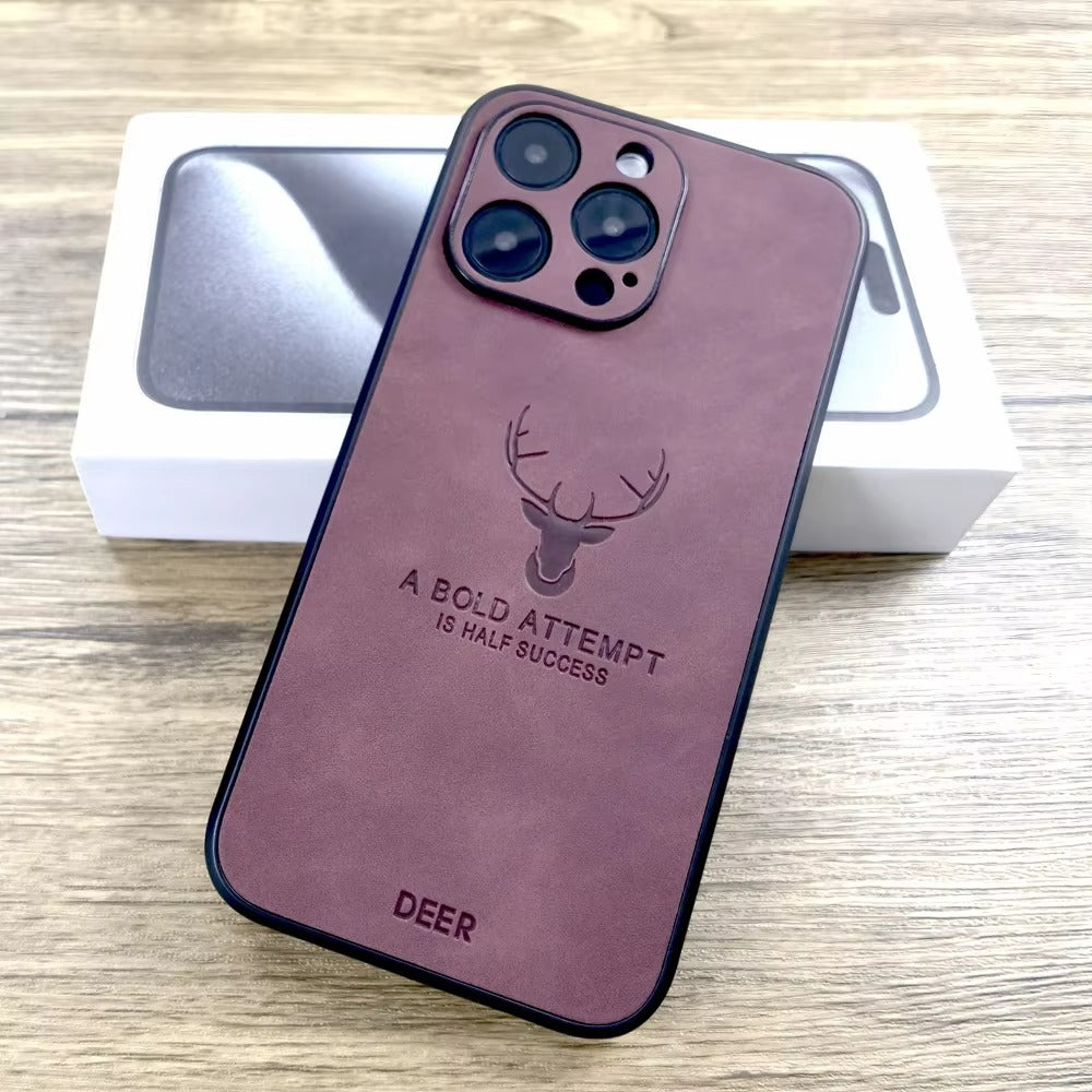 Premium Fashion Cloth iPhone Case – Built-in Magnetic Iron, Deer & Cat Design Durable Protective Shell | Case for iPhone