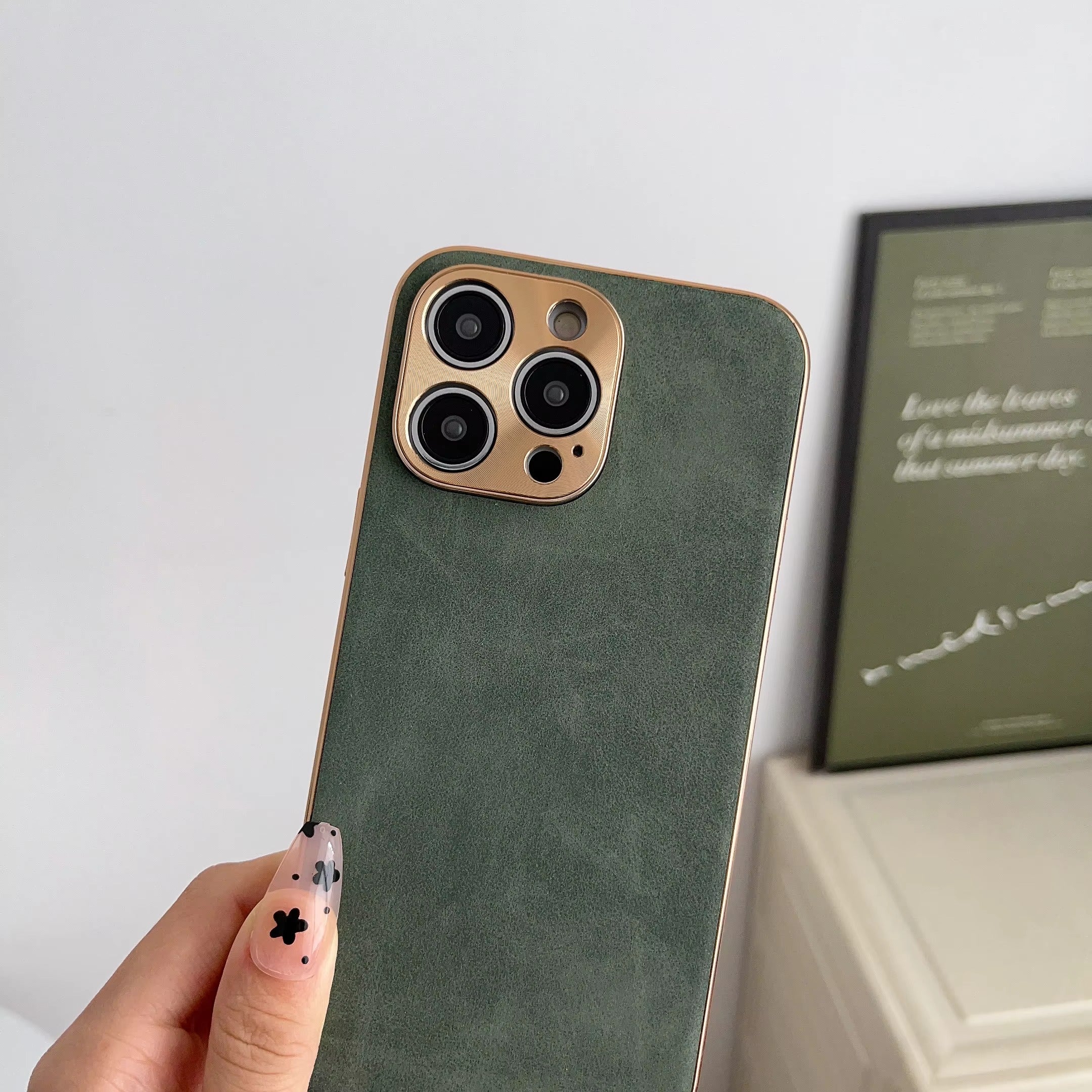 Luxury Lambskin Leather iPhone Case – Electroplated Frame, Soft & Durable Shell, Stylish Protection for Everyday Use