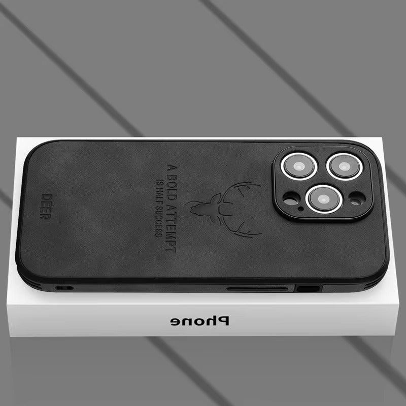 Premium Fashion Cloth iPhone Case – Built-in Magnetic Iron, Deer & Cat Design Durable Protective Shell | Case for iPhone