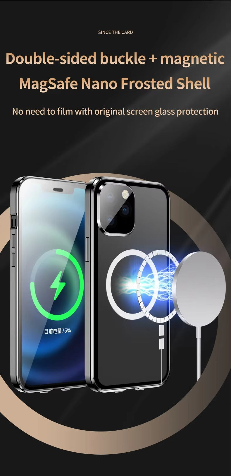 Premium Apple iPhone Case MagSafe Compatible, Magnetic Full All Around Protection Cover with 360 Metal Glass Alloy Shield