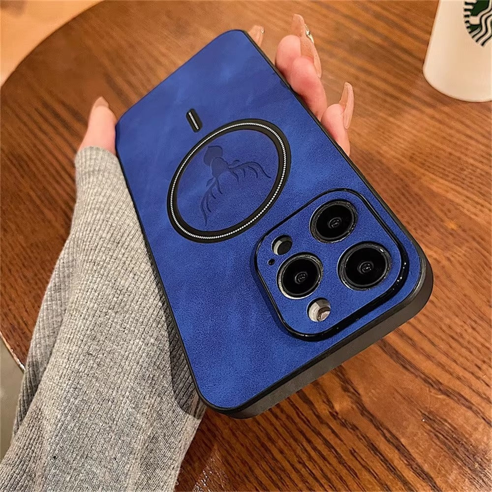 Luxury PU Leather MagSafe iPhone Case – Deer Embossed Design, Stylish & Durable Full Protection Cover | Case for iPhone