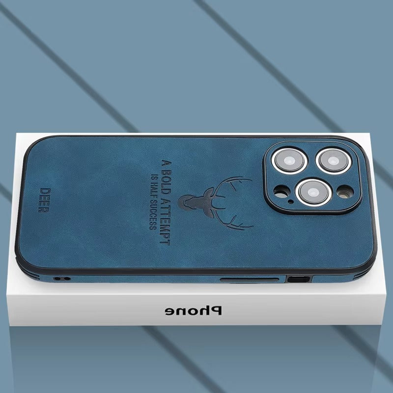 Premium Fashion Cloth iPhone Case – Built-in Magnetic Iron, Deer & Cat Design Durable Protective Shell | Case for iPhone