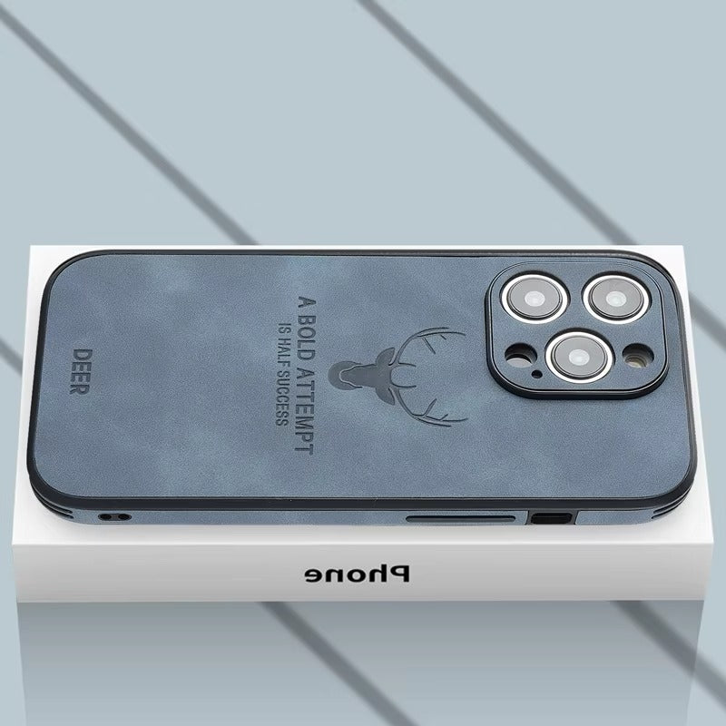 Premium Fashion Cloth iPhone Case – Built-in Magnetic Iron, Deer & Cat Design Durable Protective Shell | Case for iPhone