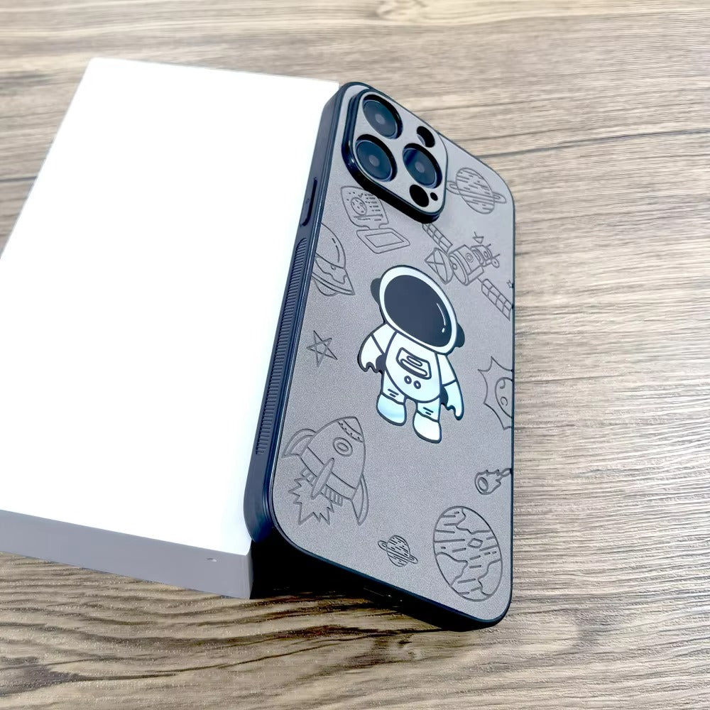 Premium Gradient Laser Astronaut iPhone Case – Faux Leather, Full Back Protection, Stylish & Durable Cover | Case for iPhone