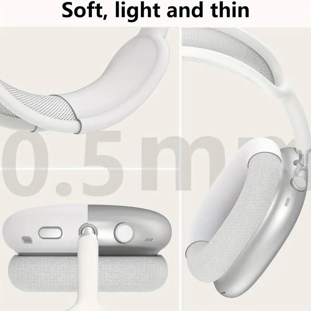 Premium 3-in-1 AirPods Max Protective Case Set – Soft Silicone Ear Pad Covers, TPU Transparent Shell & Headband Sleeve, Scratchproof, Anti-Yellowing, Precise Fit