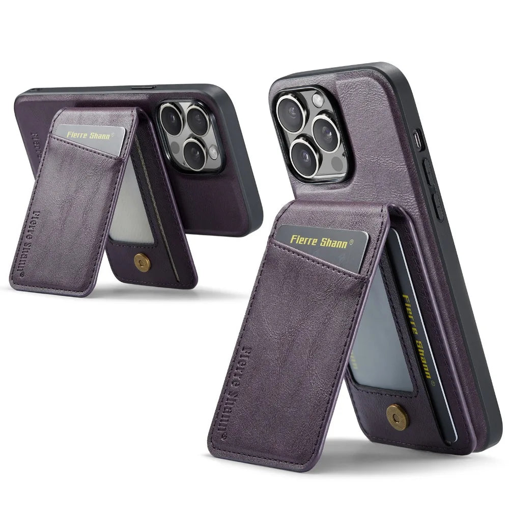 Luxury 2-in-1 Detachable Wallet iPhone Case – Magnetic Card Holder, MagSafe Compatible, Shockproof Protection, Premium Leather Cover for iPhone Models