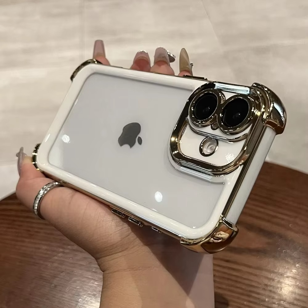 Luxury Plating Shockproof iPhone Case - Silicone Cover with Airbag Protection, Durable & Stylish Design | Case for iPhone