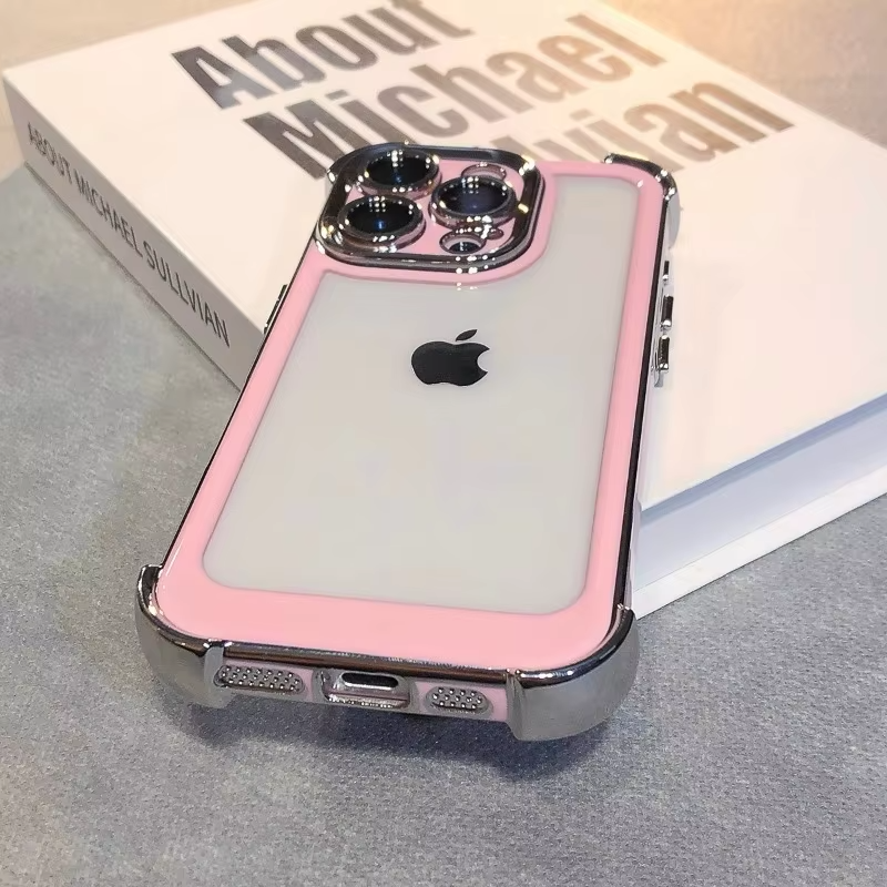 Luxury Plating Shockproof iPhone Case - Silicone Cover with Airbag Protection, Durable & Stylish Design | Case for iPhone