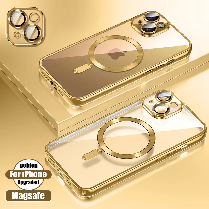 Luxury Desert Gold MagSafe iPhone Case - Magnetic Wireless Charging, Electroplated Bumper, Durable Cover | Case for iPhone