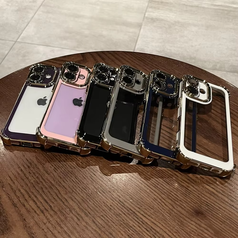 Luxury Plating Shockproof iPhone Case - Silicone Cover with Airbag Protection, Durable & Stylish Design | Case for iPhone