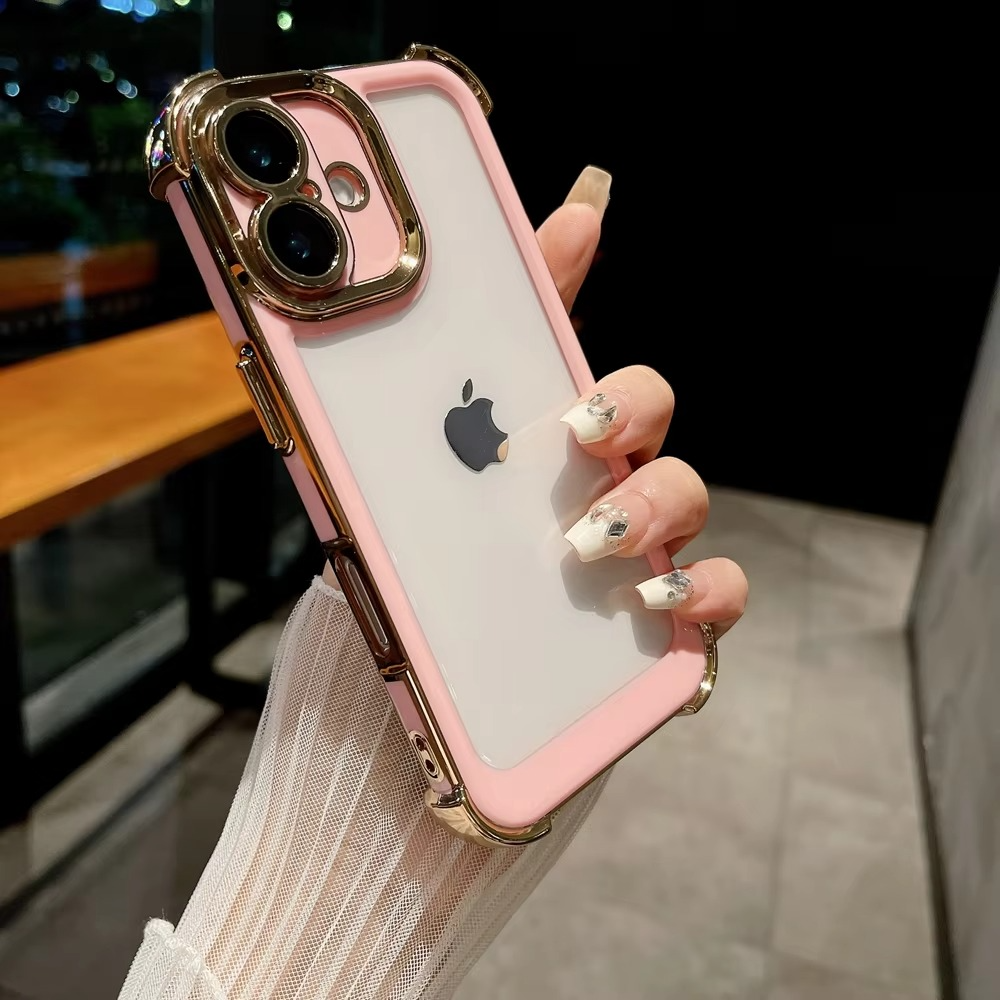 Luxury Plating Shockproof iPhone Case - Silicone Cover with Airbag Protection, Durable & Stylish Design | Case for iPhone
