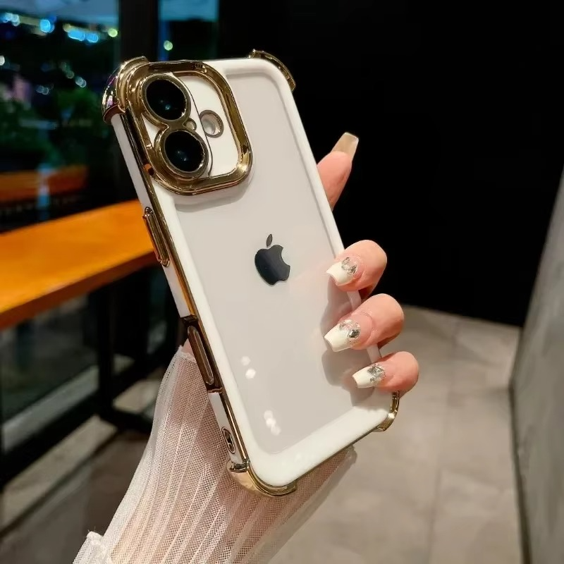 Luxury Plating Shockproof iPhone Case - Silicone Cover with Airbag Protection, Durable & Stylish Design | Case for iPhone