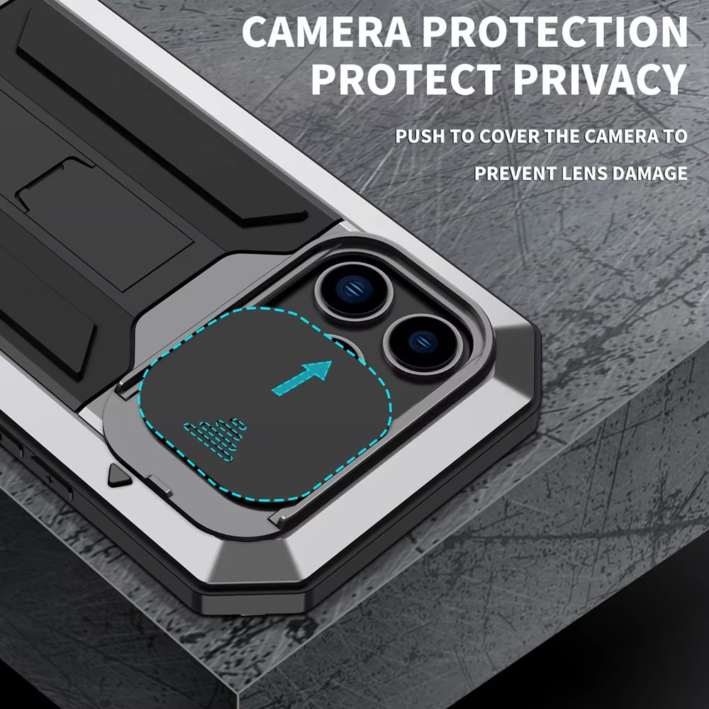Robust Apple iPhone Case, MagSafe Compatible, Camera Lens and Screen Protection, Ultra Thin, Shockproof, Magnetic, Full All Around Protection, Metal 360 Glass Slide Cover