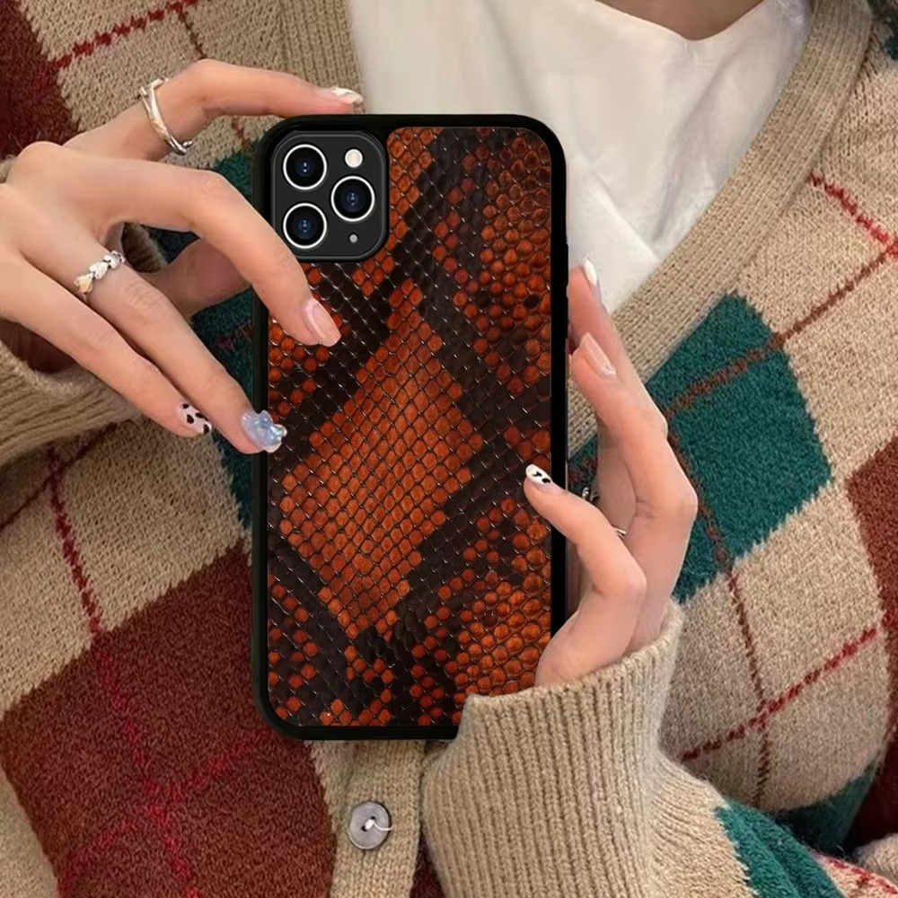 Luxury Apple iPhone Case, MagSafe Compatible, Camera Lens and Screen Protection, Ultra Thin, Shockproof, Magnetic, Full All Around Protection, Snake Skin Texture Cover