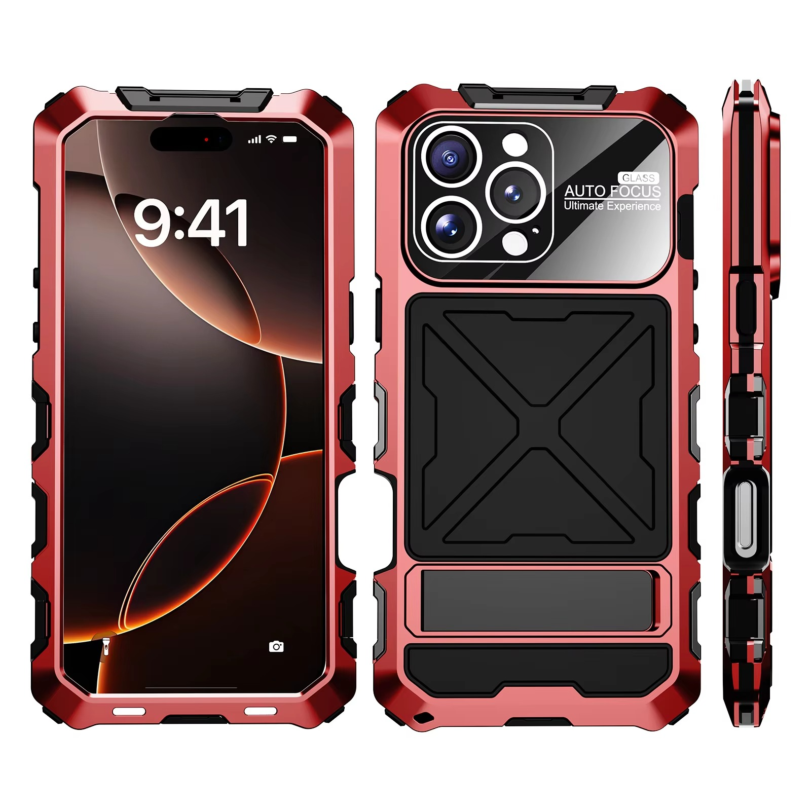 Robust Apple iPhone Case, MagSafe Compatible, Camera Lens and Screen Protection, Ultra Thin, Shockproof, Magnetic, Full All Around Protection, 360 Metal Lock Glass Cover