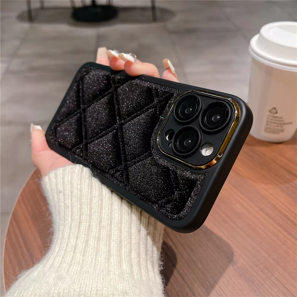 Luxury Apple iPhone Case, MagSafe Compatible, Camera Lens and Screen Protection, Ultra Thin, Shockproof, Magnetic, Full All Around Protection, Plaid Velvet Fabric Cover