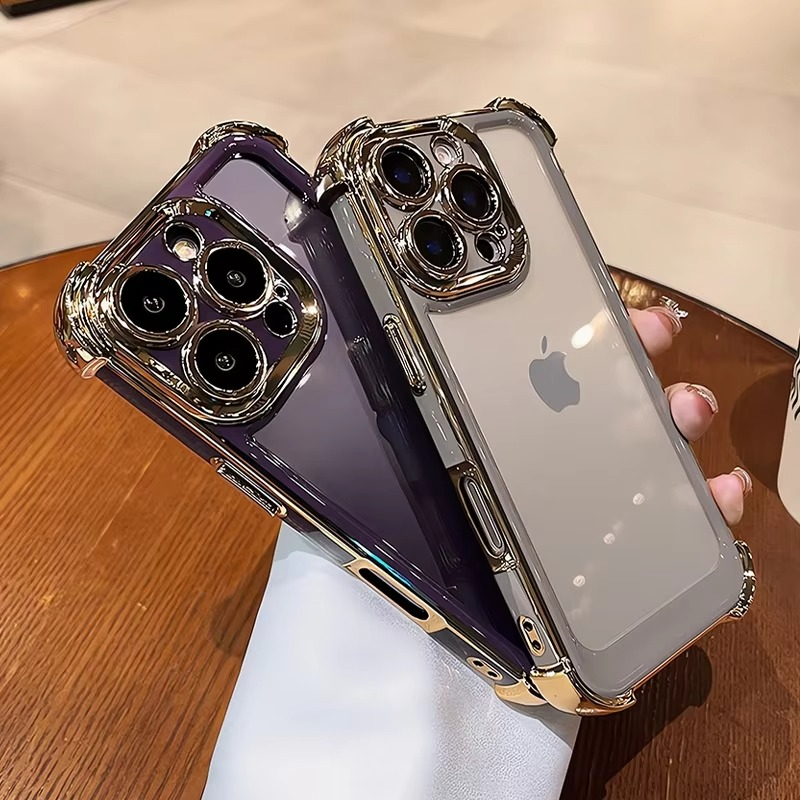 Luxury Plating Shockproof iPhone Case - Silicone Cover with Airbag Protection, Durable & Stylish Design | Case for iPhone