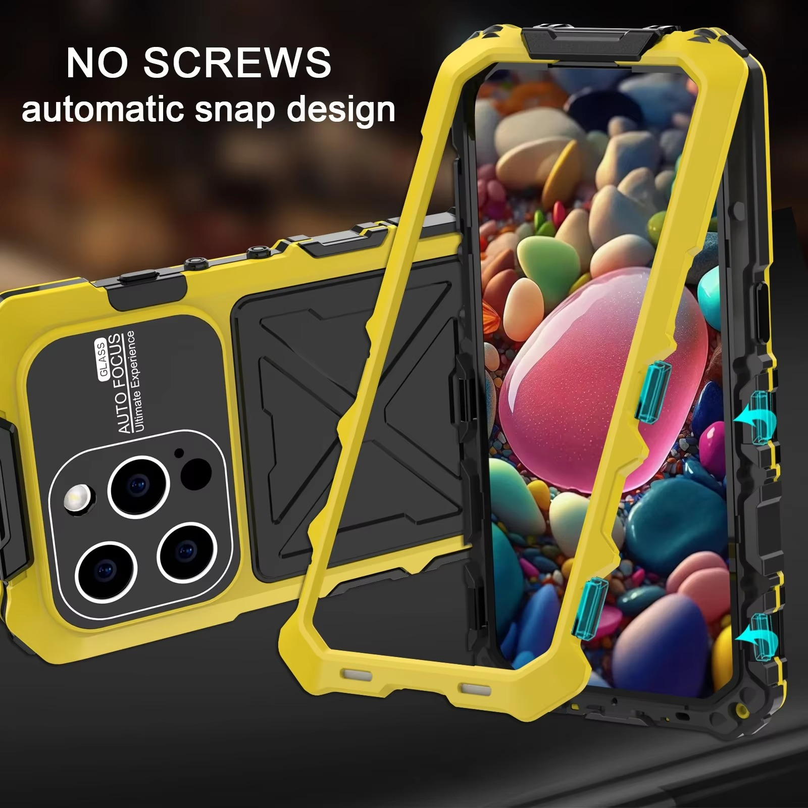 Robust Apple iPhone Case, MagSafe Compatible, Camera Lens and Screen Protection, Ultra Thin, Shockproof, Magnetic, Full All Around Protection, 360 Metal Lock Glass Cover