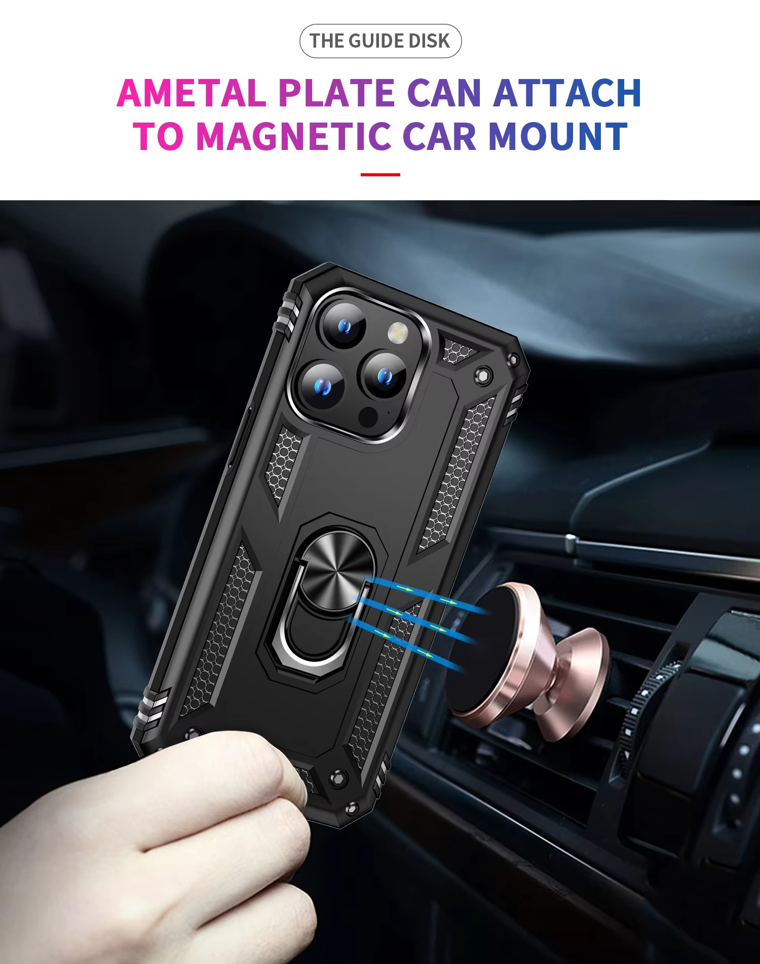 Robust Apple iPhone Case, MagSafe Compatible, Camera Lens and Screen Protection, Ultra Thin, Shockproof, Magnetic, Full All Around Protection, Metal Ring Kickstand Cover