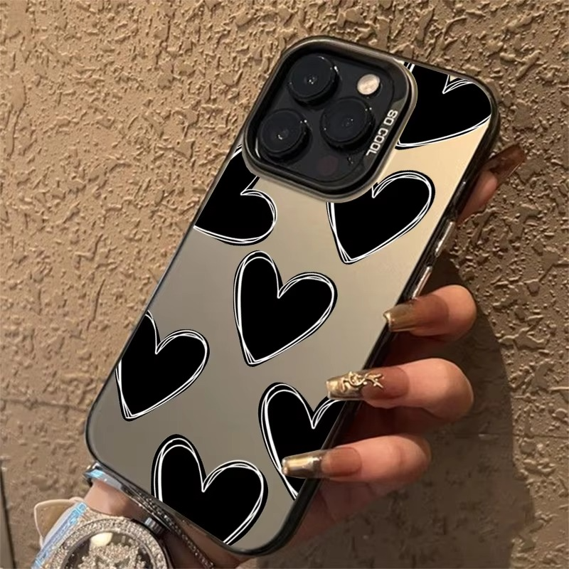Luxury Apple iPhone Case, MagSafe Compatible, Camera Lens and Screen Protection, Ultra Thin, Shockproof, Magnetic, Full All Around Protection, Electroplate Heart Silver Cover