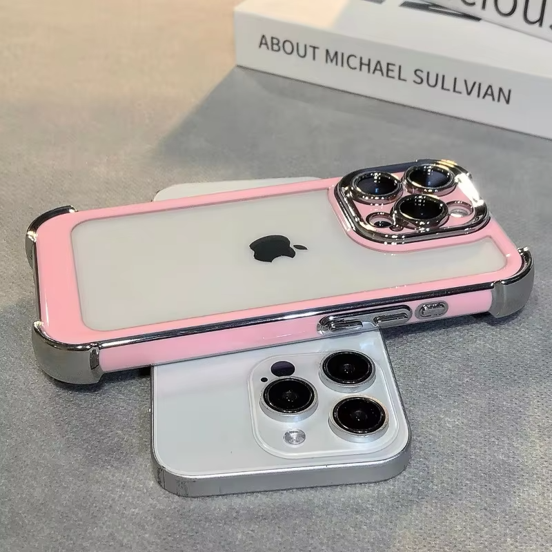 Luxury Plating Shockproof iPhone Case - Silicone Cover with Airbag Protection, Durable & Stylish Design | Case for iPhone