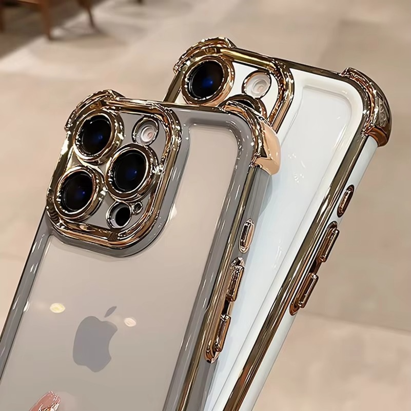 Luxury Plating Shockproof iPhone Case - Silicone Cover with Airbag Protection, Durable & Stylish Design | Case for iPhone