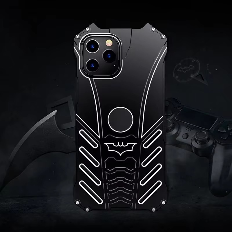 Robust Apple iPhone Case, MagSafe Compatible, Camera Lens and Screen Protection, Ultra Thin, Shockproof, Magnetic, Full All Around Protection, Bat Metal Armor Frame Cover