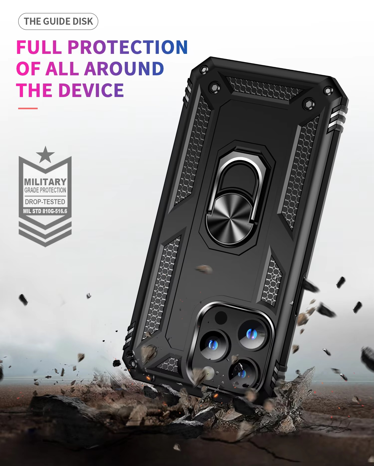 Robust Apple iPhone Case, MagSafe Compatible, Camera Lens and Screen Protection, Ultra Thin, Shockproof, Magnetic, Full All Around Protection, Metal Ring Kickstand Cover
