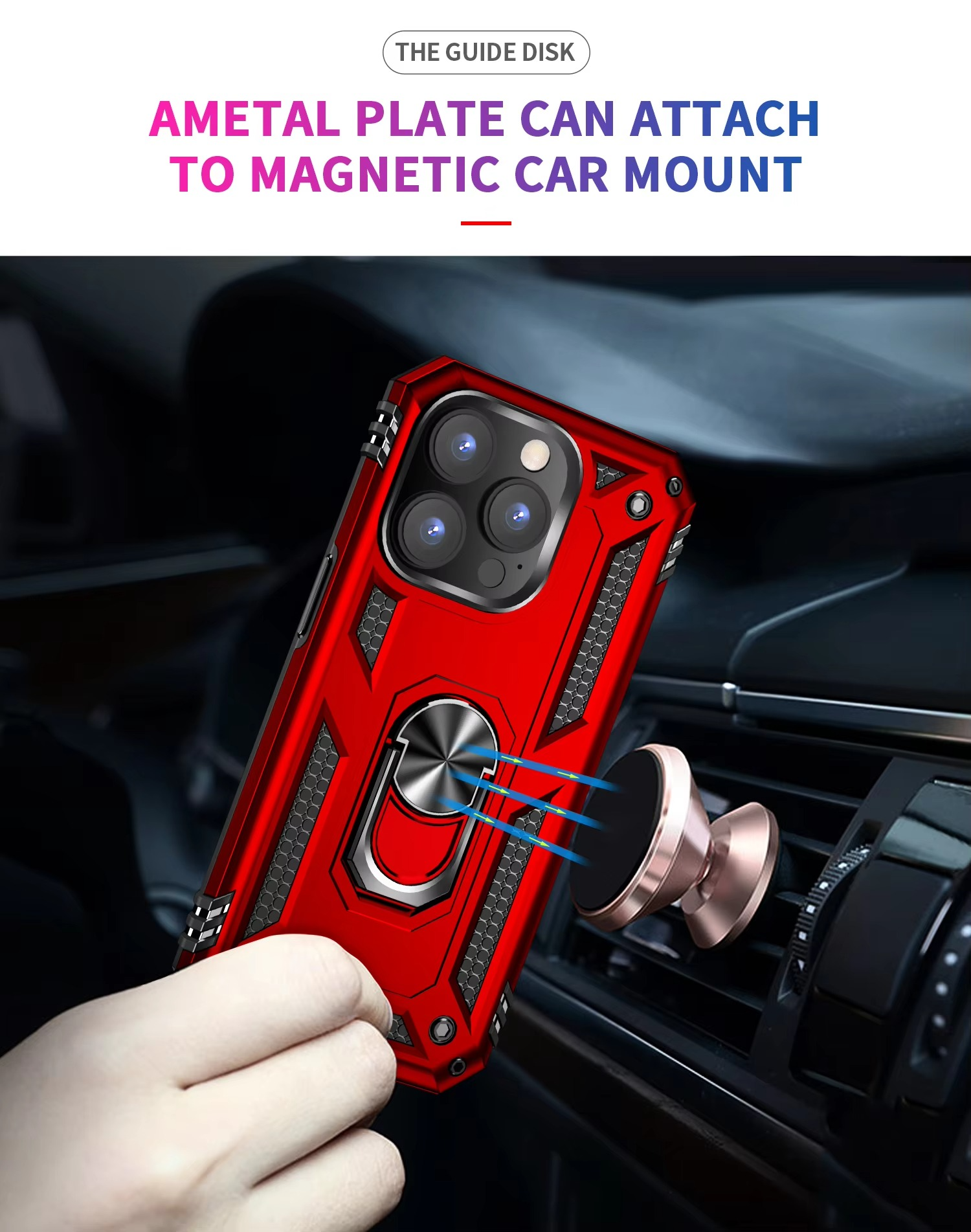 Robust Apple iPhone Case, MagSafe Compatible, Camera Lens and Screen Protection, Ultra Thin, Shockproof, Magnetic, Full All Around Protection, Metal Ring Kickstand Cover