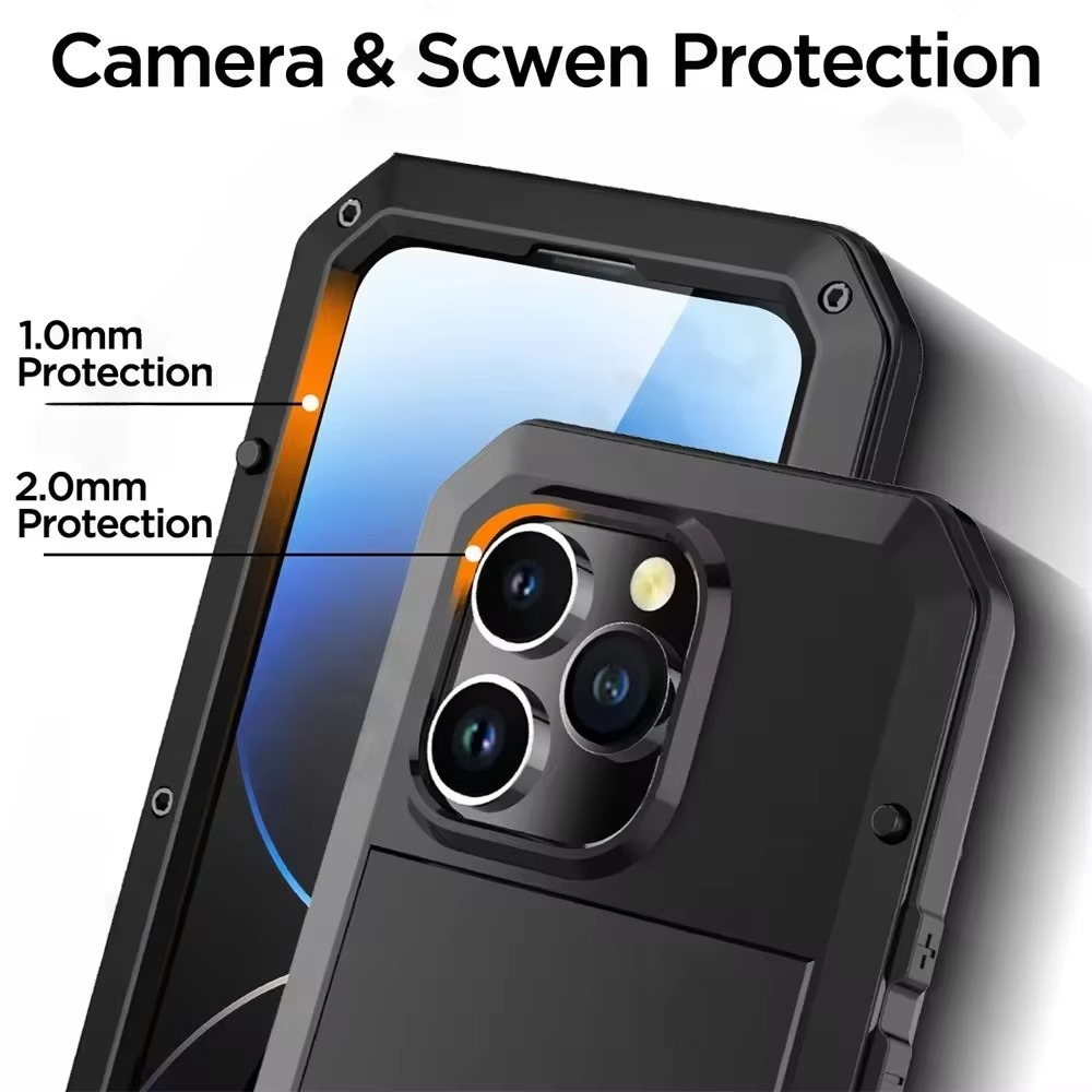 Robust Apple iPhone Case, MagSafe Compatible, Camera Lens and Screen Protection, Ultra Thin, Shockproof, Magnetic, Full All Around Protection, Aluminum Armor Tank Cover