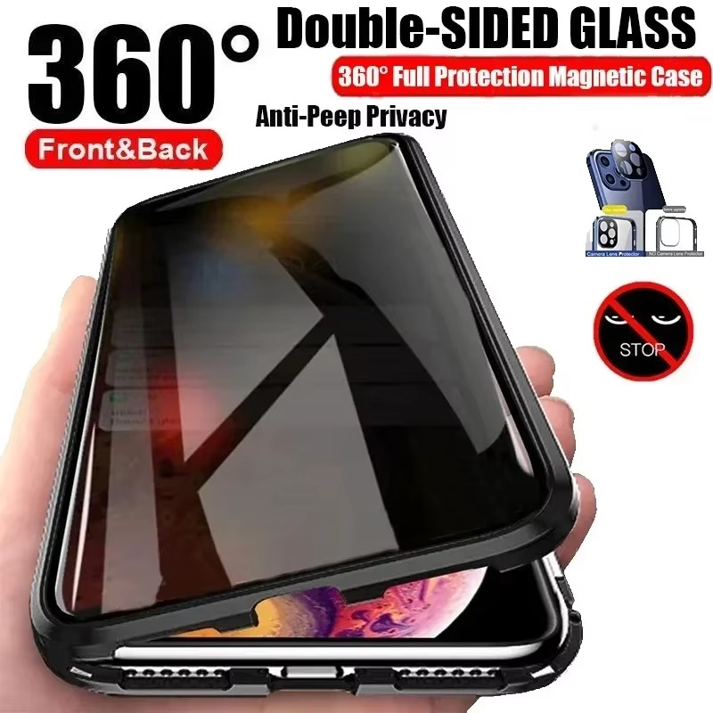 Premium Apple iPhone Case, MagSafe Compatible, Camera Lens and Screen Protection, Ultra Thin, Shockproof, Magnetic, Full All Around Protection, Double-Sided Privacy Cover