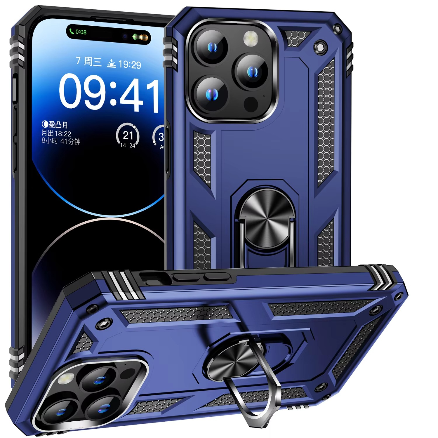 Robust Apple iPhone Case, MagSafe Compatible, Camera Lens and Screen Protection, Ultra Thin, Shockproof, Magnetic, Full All Around Protection, Metal Ring Kickstand Cover