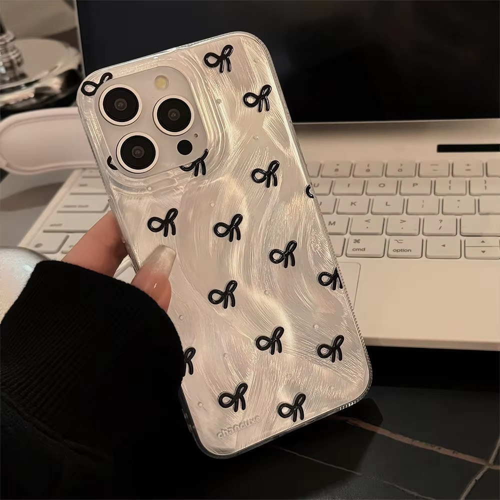 Luxury Apple iPhone Case, MagSafe Compatible, Camera Lens and Screen Protection, Ultra Thin, Shockproof, Magnetic, Full All Around Protection, Laser Silver Bow Bumper Cover