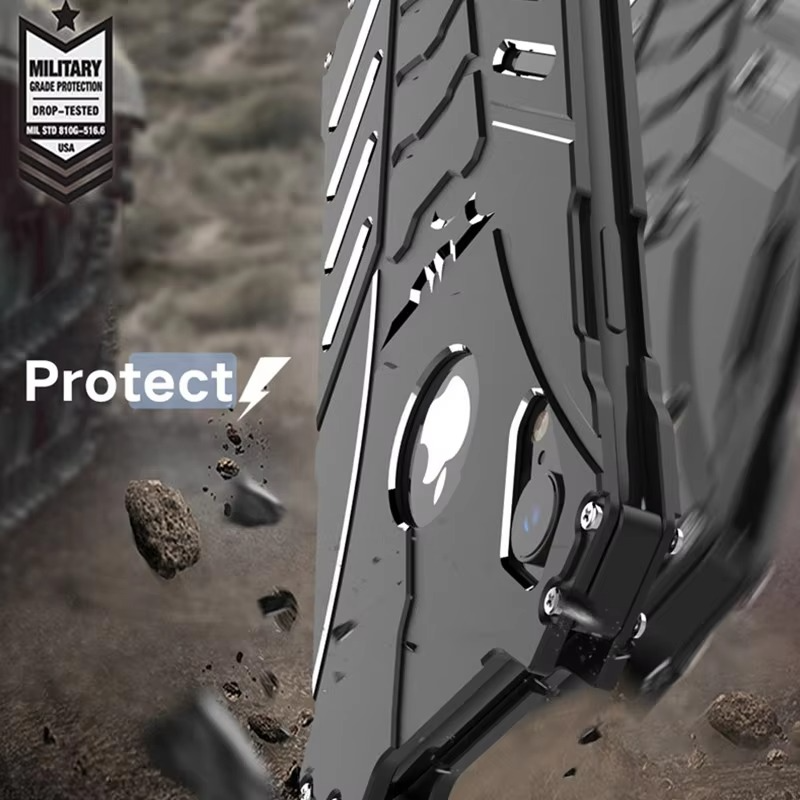 Robust Apple iPhone Case, MagSafe Compatible, Camera Lens and Screen Protection, Ultra Thin, Shockproof, Magnetic, Full All Around Protection, Bat Metal Armor Frame Cover
