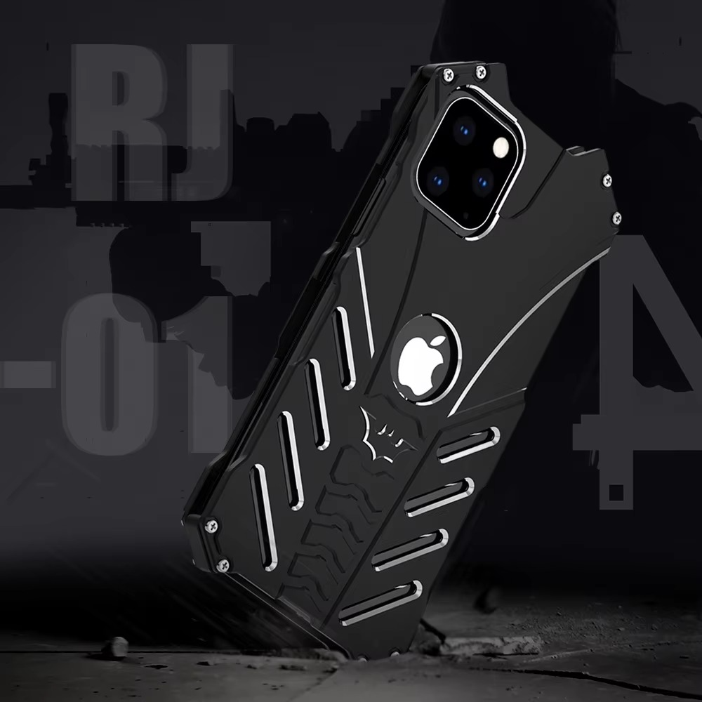 Robust Apple iPhone Case, MagSafe Compatible, Camera Lens and Screen Protection, Ultra Thin, Shockproof, Magnetic, Full All Around Protection, Bat Metal Armor Frame Cover