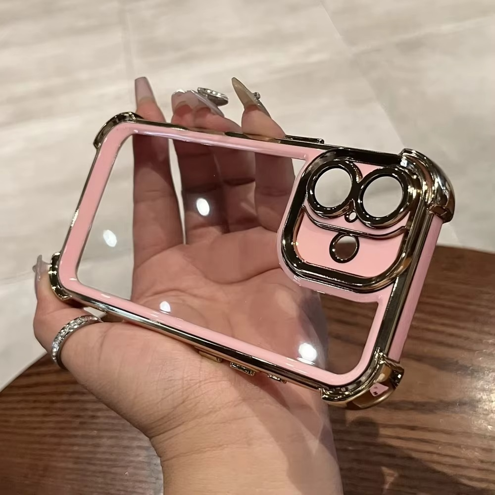Luxury Plating Shockproof iPhone Case - Silicone Cover with Airbag Protection, Durable & Stylish Design | Case for iPhone
