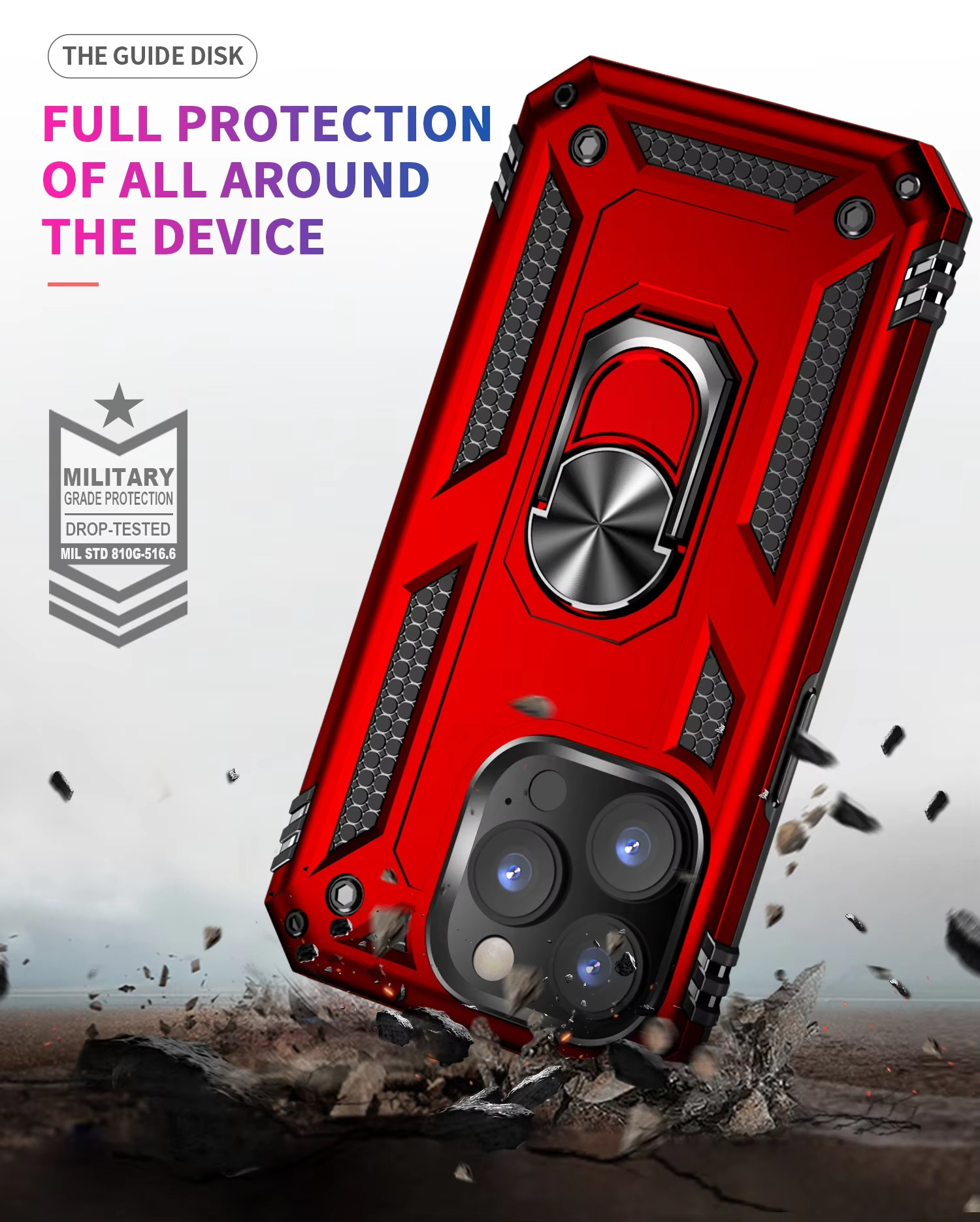 Robust Apple iPhone Case, MagSafe Compatible, Camera Lens and Screen Protection, Ultra Thin, Shockproof, Magnetic, Full All Around Protection, Metal Ring Kickstand Cover