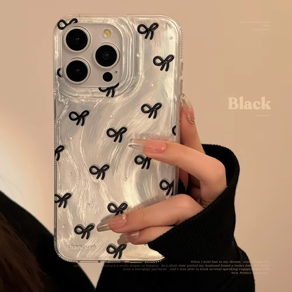 Luxury Apple iPhone Case, MagSafe Compatible, Camera Lens and Screen Protection, Ultra Thin, Shockproof, Magnetic, Full All Around Protection, Laser Silver Bow Bumper Cover